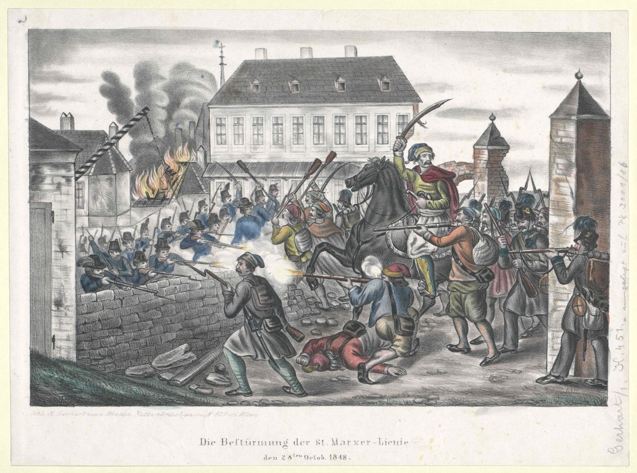 Angrebet på St. Marxer-linjen den 28. oktober 1848 af Artist Unknown