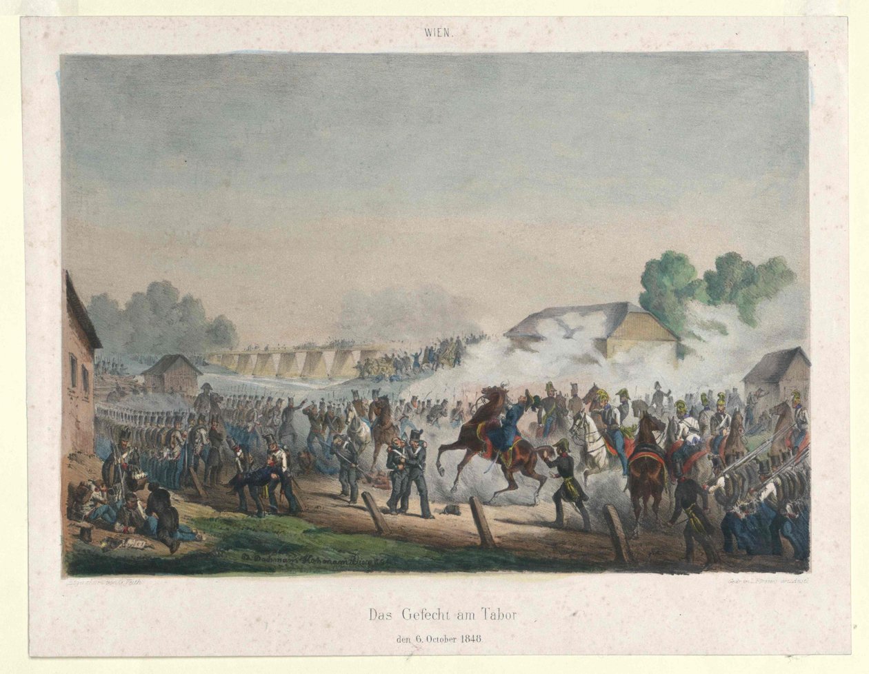 Kampen ved Tabor den 6. oktober 1848 af Artist Unknown
