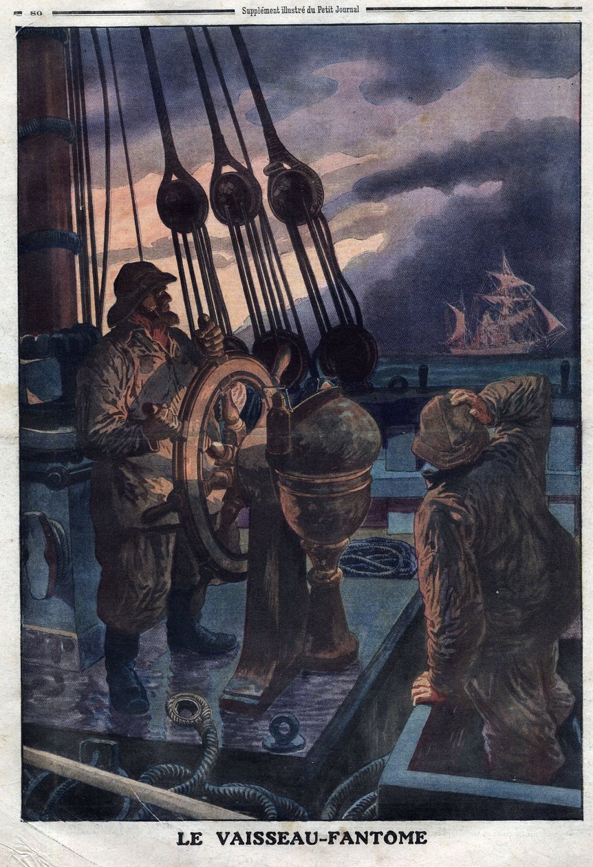 Spøgelsesskibet: Det amerikanske skib Narragansett mødte det gamle franske slagskib Richelieu, som vi troede var ved at synke. af Artist Unknown
