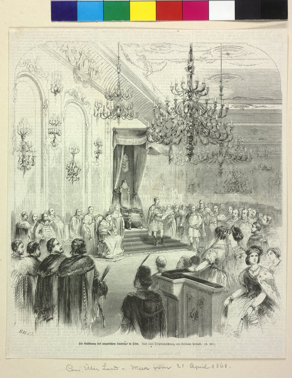 Indvielsen af den ungarske landdag i Buda den 6. april 1861 af grev George Apponyi af Artist Unknown