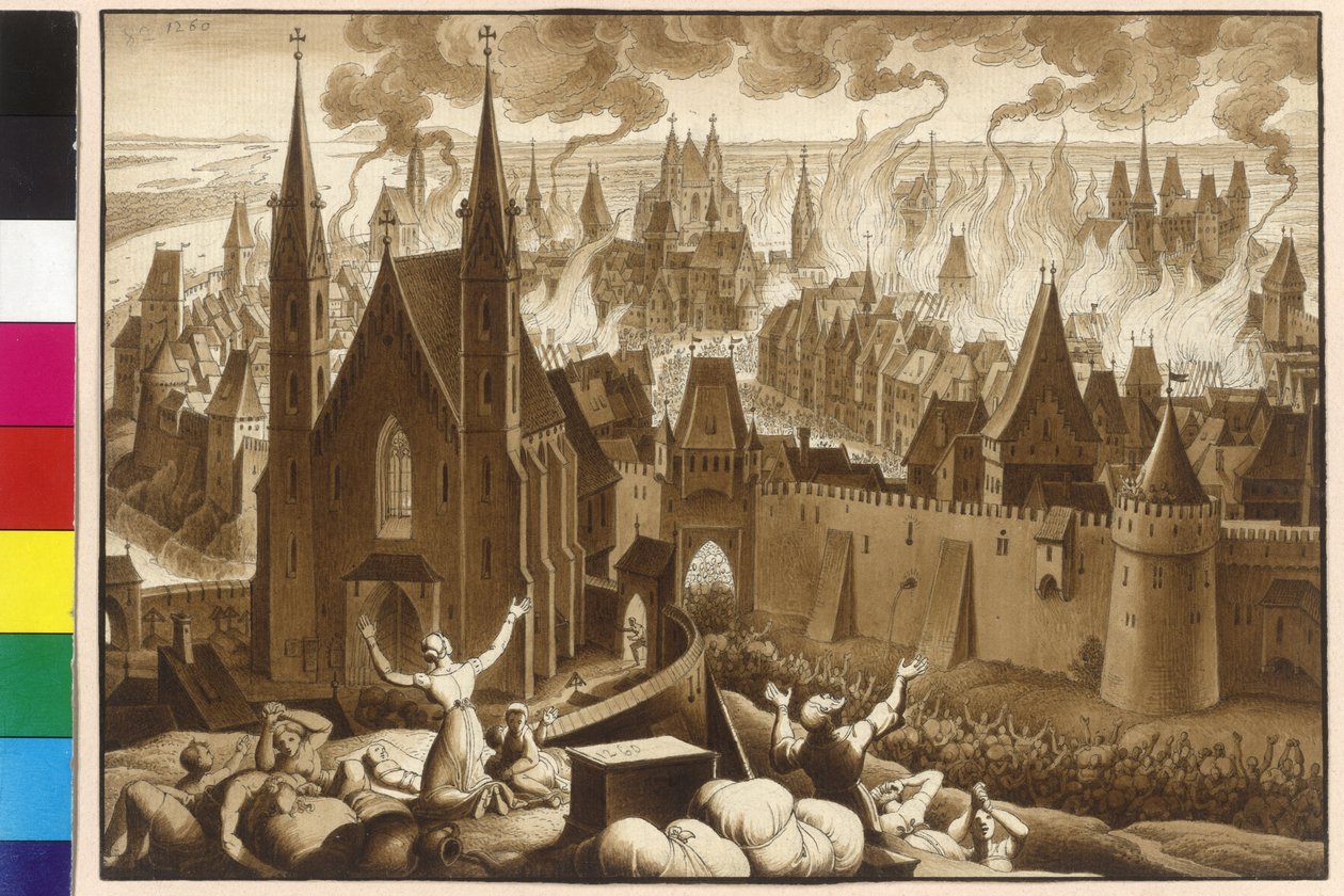 Den voldsomme brand i Wien mellem kong Ottokar i 1260