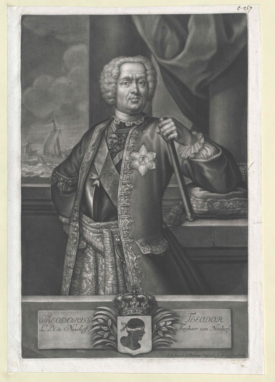 Theodor Baron Neuhof af Artist Unknown