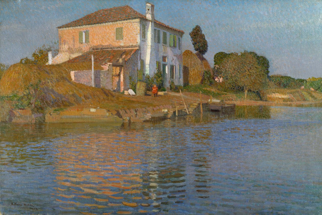 Øen foran Torcello (olie på lærred) af Arturo Noci