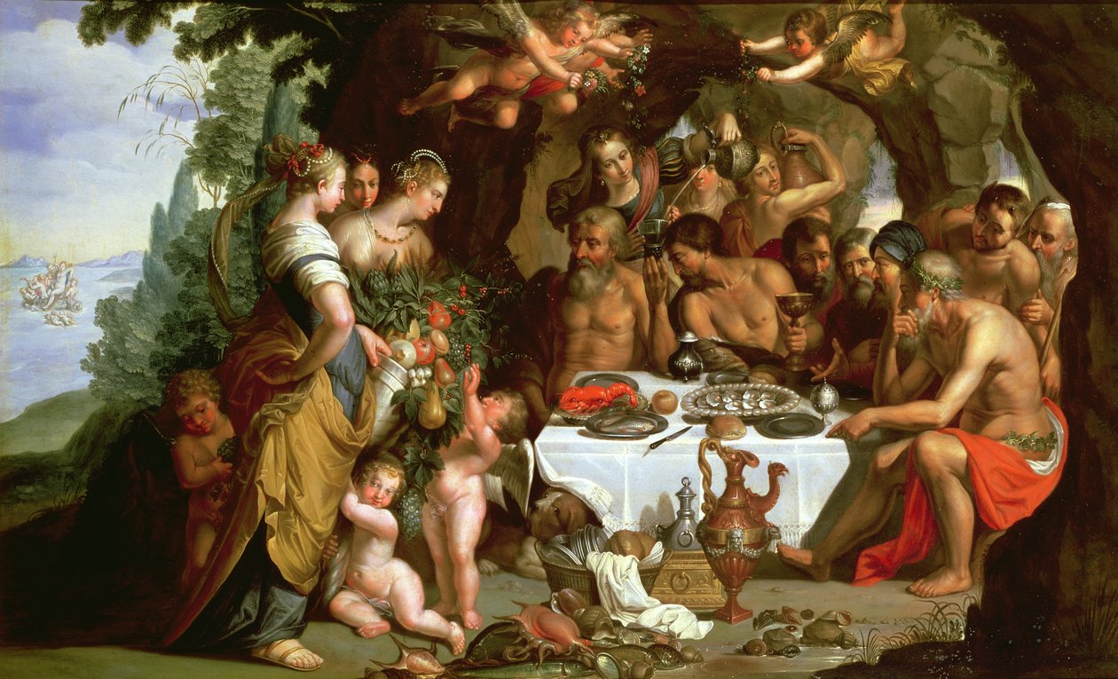 The Feast of Achelous, 1625-29 (olie på kobber) af Artus Wollfort