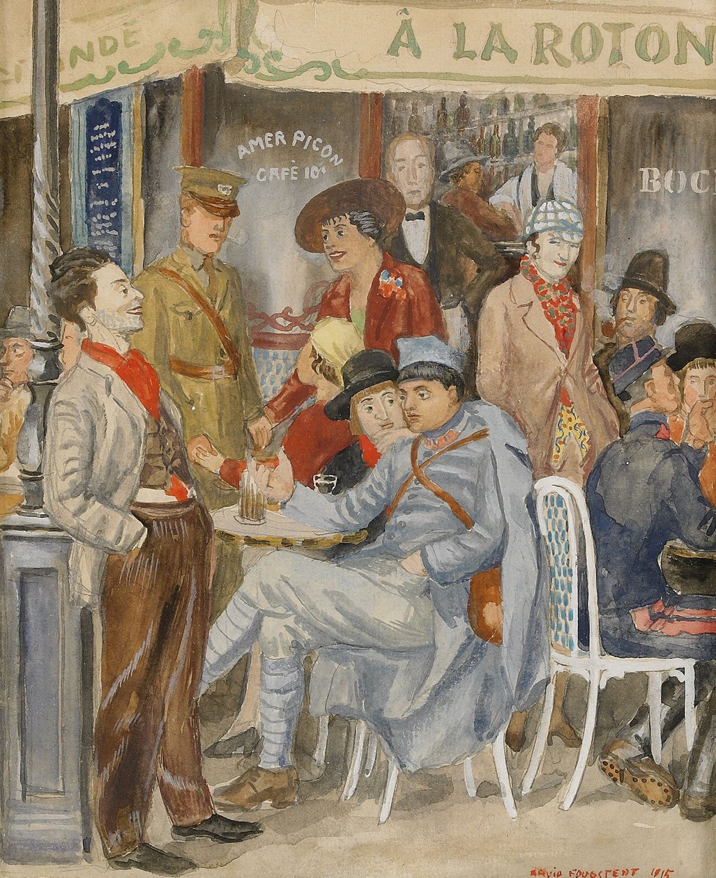 Café La Rotonde Moise Kisling i ferien, 1915. af Arvid Fougstedt