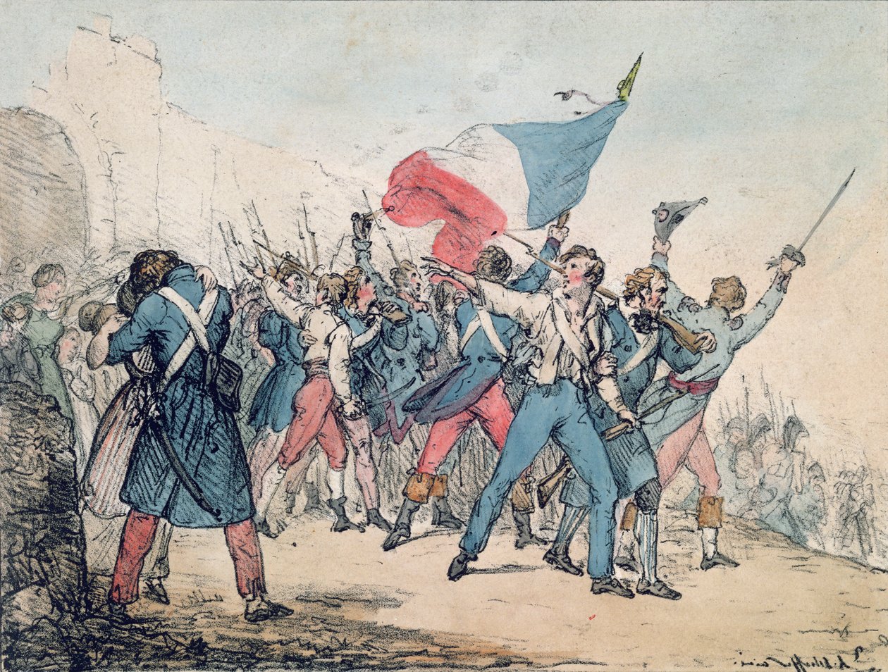 Allegori om 1830-revolutionen og Marseillaise, indgraveret af Gihaut-brødrene, 1830 af Ary Scheffer