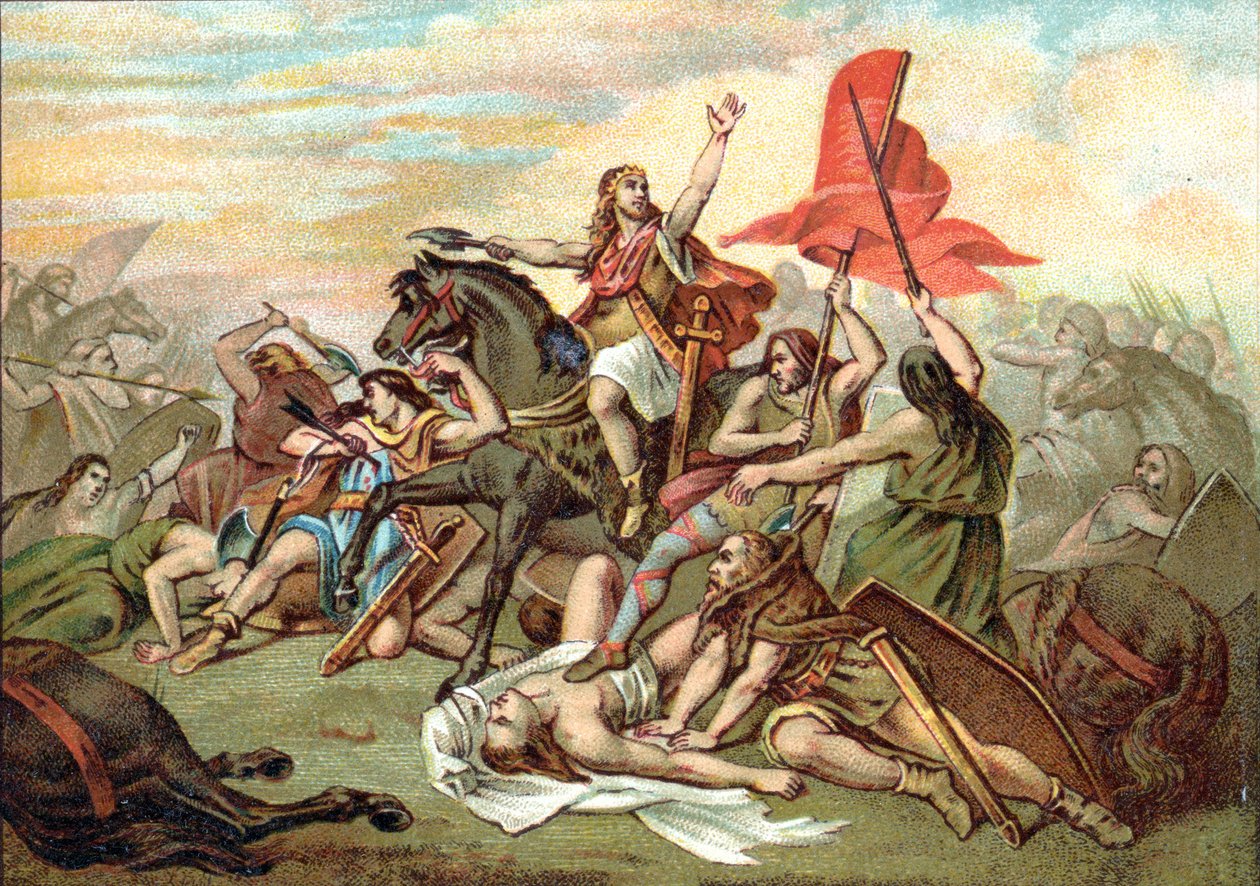 Slaget ved Tolbiac (omvendelse af Clovis) af Ary (after) Scheffer