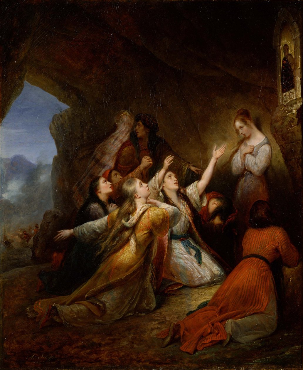 Græske kvinder bønfalder hos Jomfruen af Assistance, 1826 af Ary Scheffer