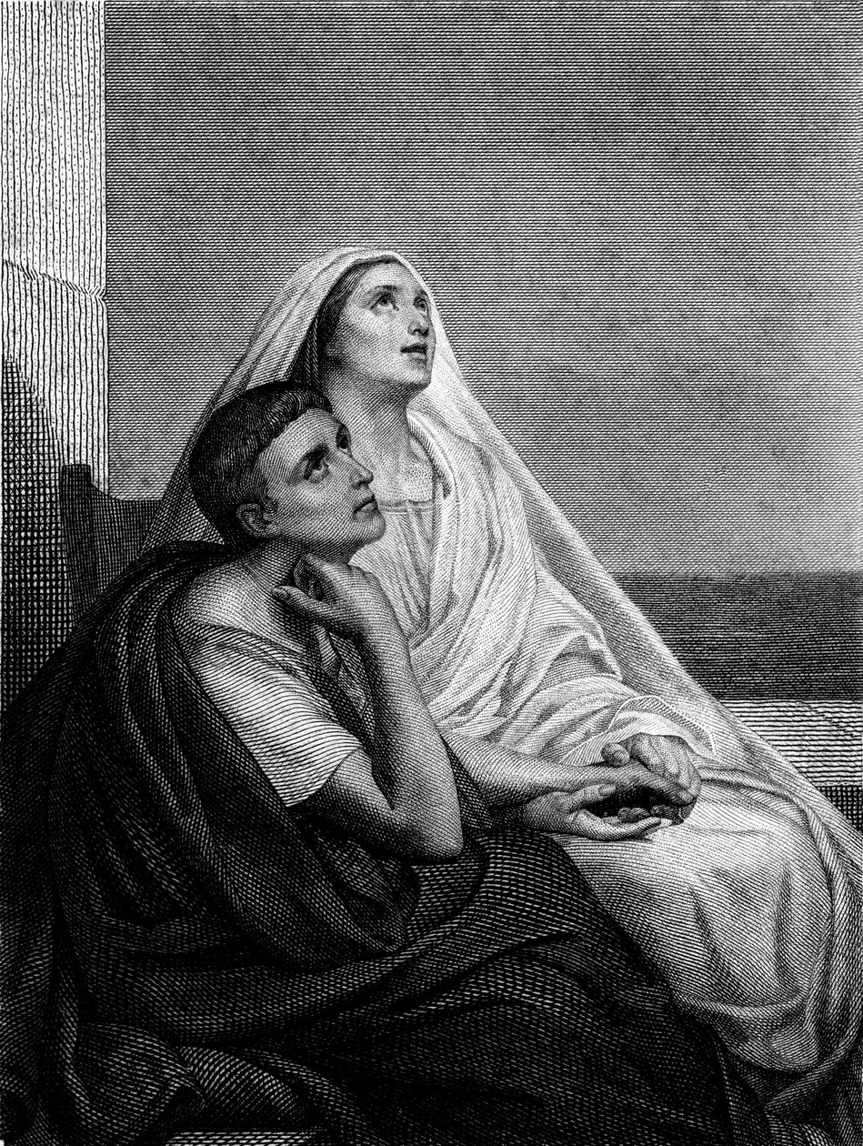 Saint Monique med Saint Augustin - på forsiden af ​​Saint Moniques historie af Abbe Bougaud, Librairie Poussielgue 1866 af Ary Scheffer