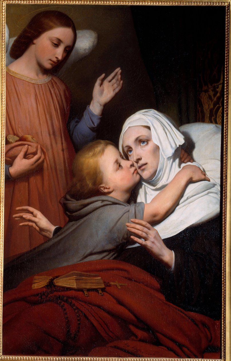 The Charitable Child Et lille barn giver et kys til en alliteret kvinde. Maleri af Ary Scheffer (1795-1858) 1840 Nantes, Musee des Beaux Arts af Ary Scheffer