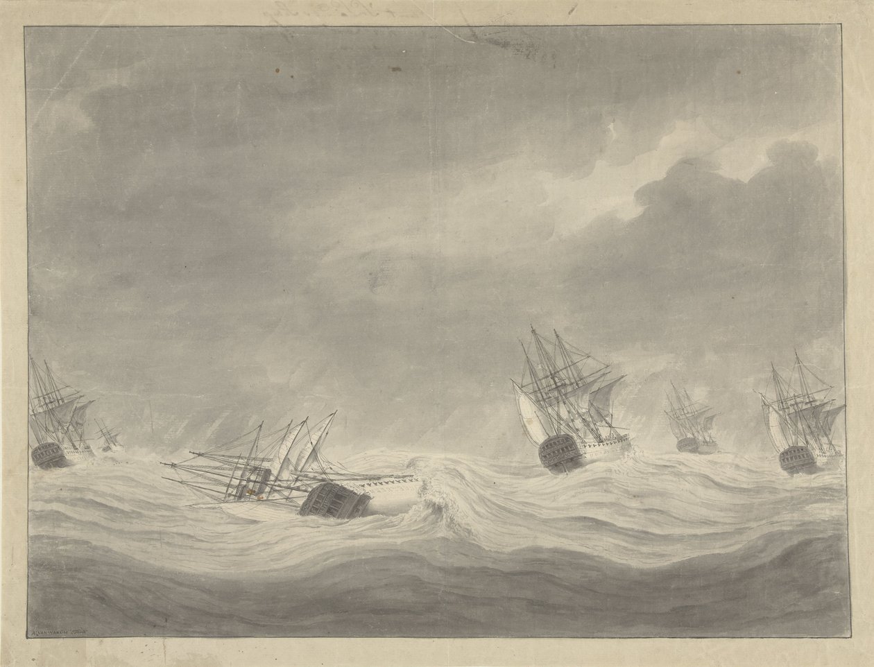 Forliset af skibet De Unie under kaptajn Graaf van Welderen i Nordsøen, 19. oktober 1782 af Ary van Wanum
