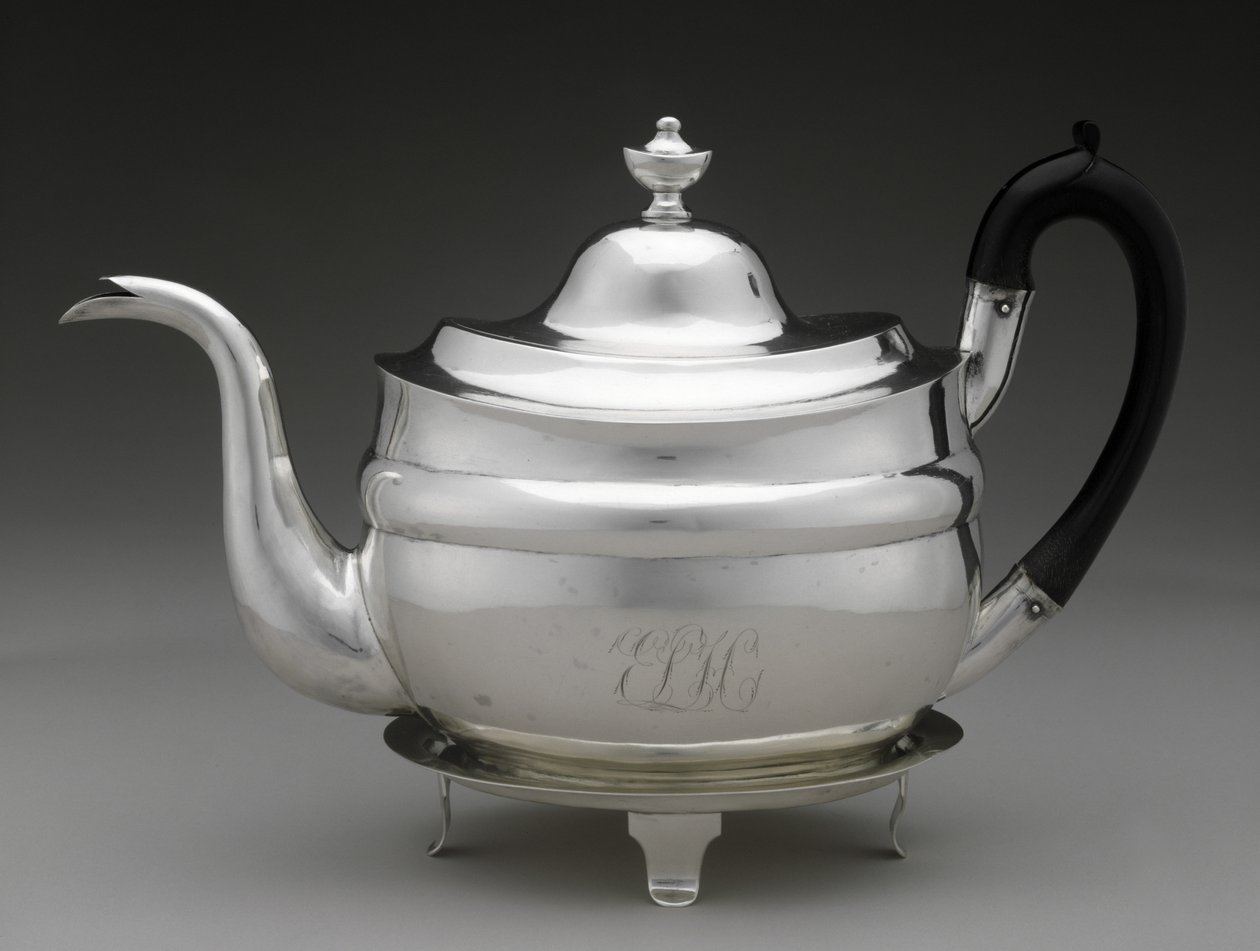 Tekande og låg med stativ, ca. 1798-1812 (sølv) af Asa Whitney