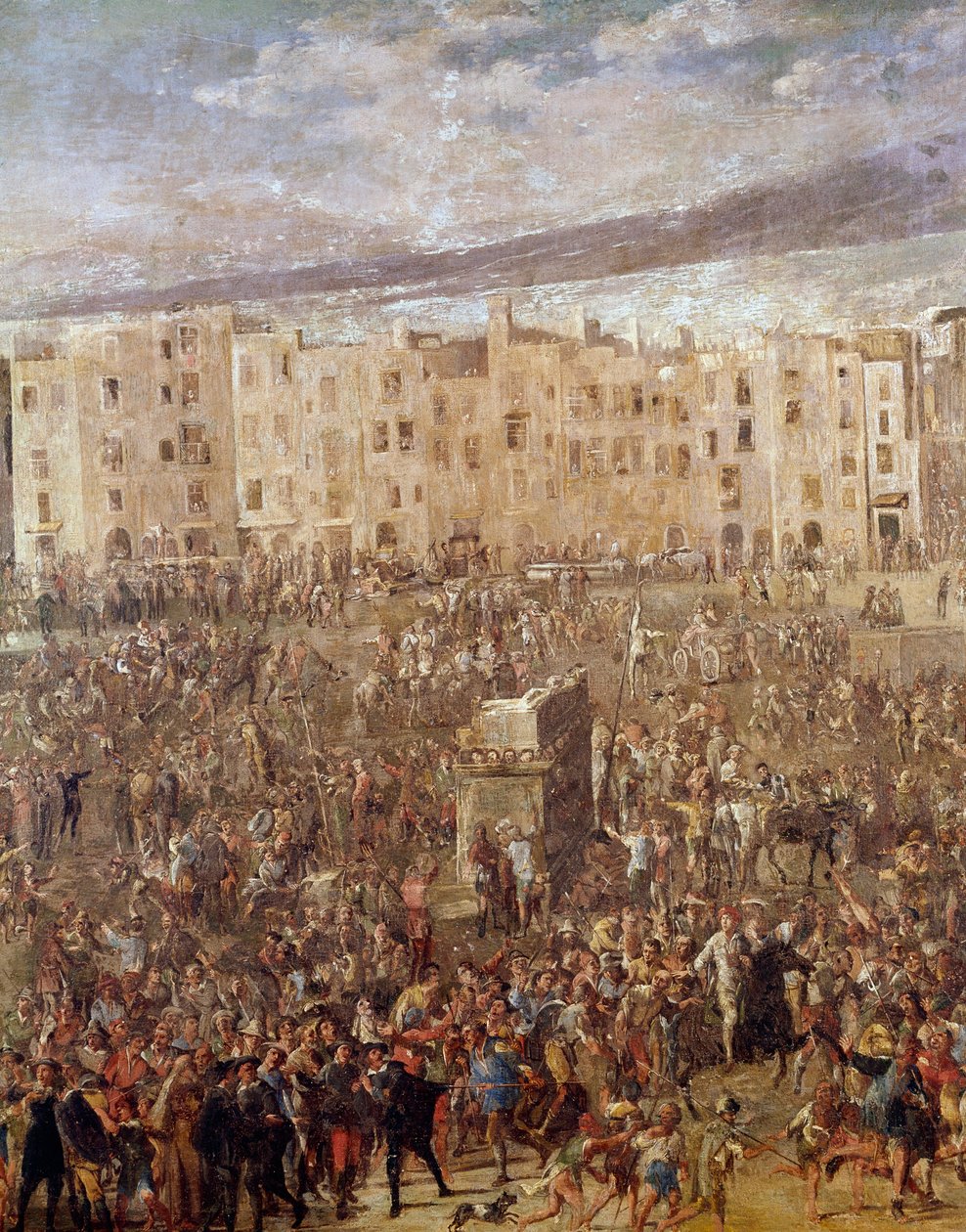 Marche-pladsen i Napoli på tidspunktet for Masaniellos revolution Maleri af Ascanio Luciani (ca. 1621-1706) Napoli, San Martinos nationalmuseum af Ascanio Luciani