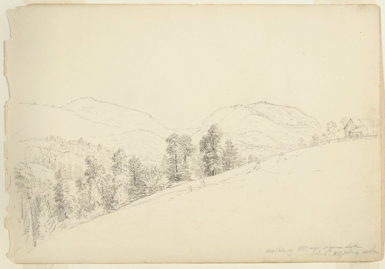 Whorllebury[] Mountain nær Schroon Lake, New York, 1837 (grafit på papir) af Asher Brown Durand