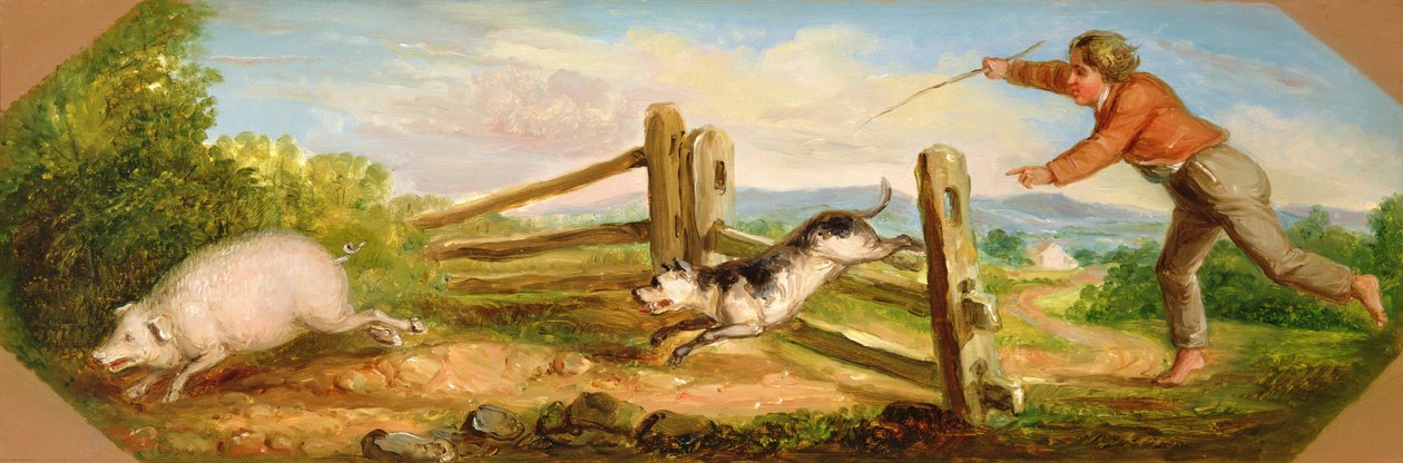 Dreng på jagt efter en gris, 1836 af Asher Brown Durand