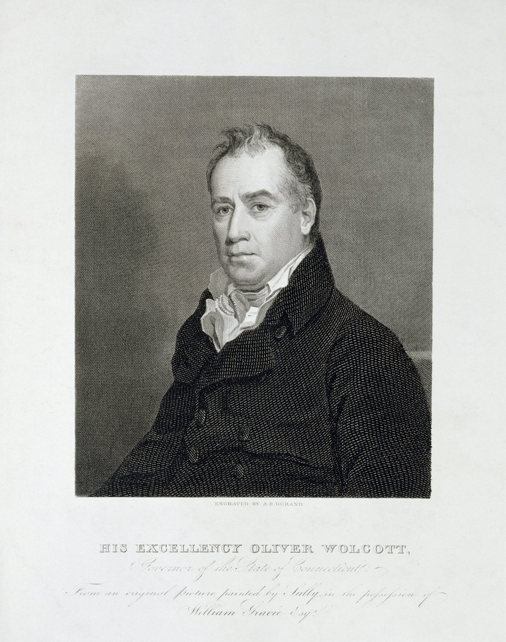 Hans Excellence Oliver Wolcott, guvernør i staten Connecticut, ca. 1820 (streggravering) af Asher Brown Durand
