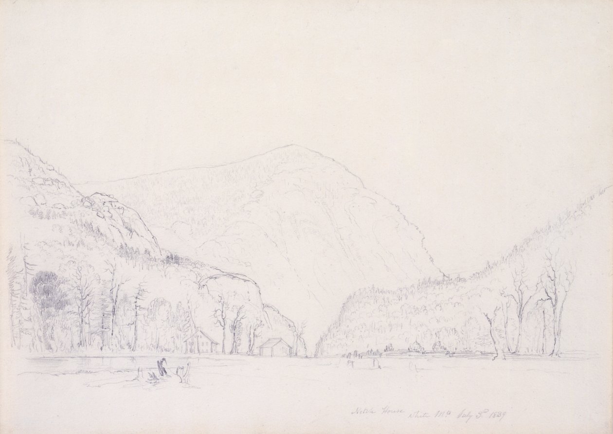 Notch House, White Mountains, New Hampshire, 1839 (grafit på papir) af Asher Brown Durand