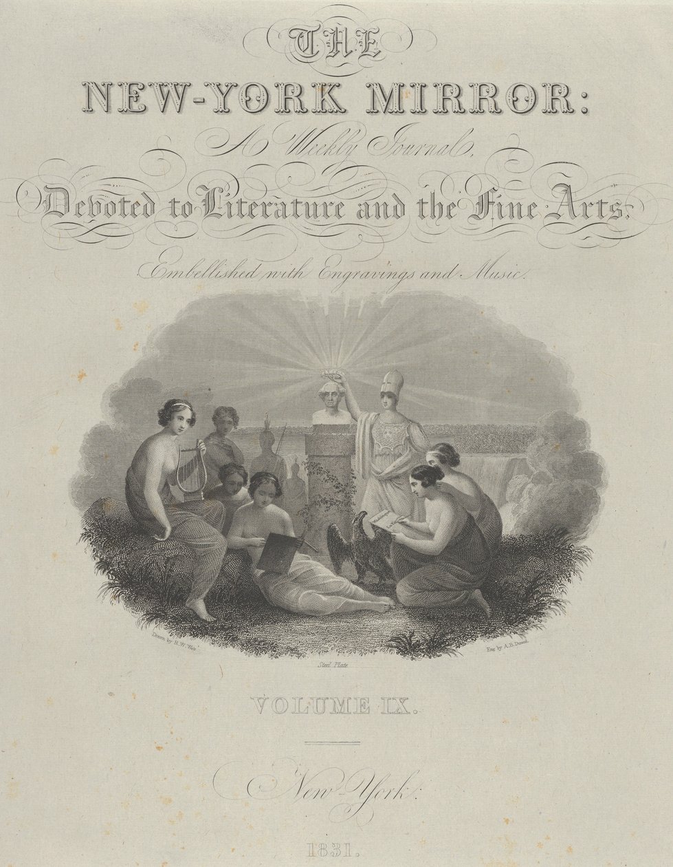 Titelside: The New York Mirror, A Weekly Journal, Devoted to Literature and the Fine Arts..., 1831. af Asher Brown Durand
