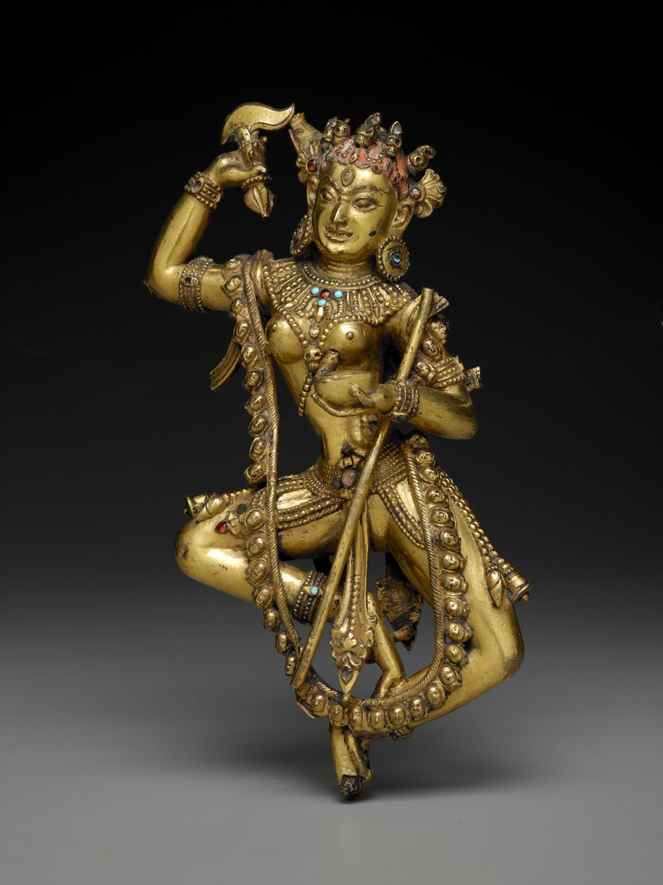 Vajravarahi (forgyldt bronze, halvædelsten og spor af pigment) af Asian School
