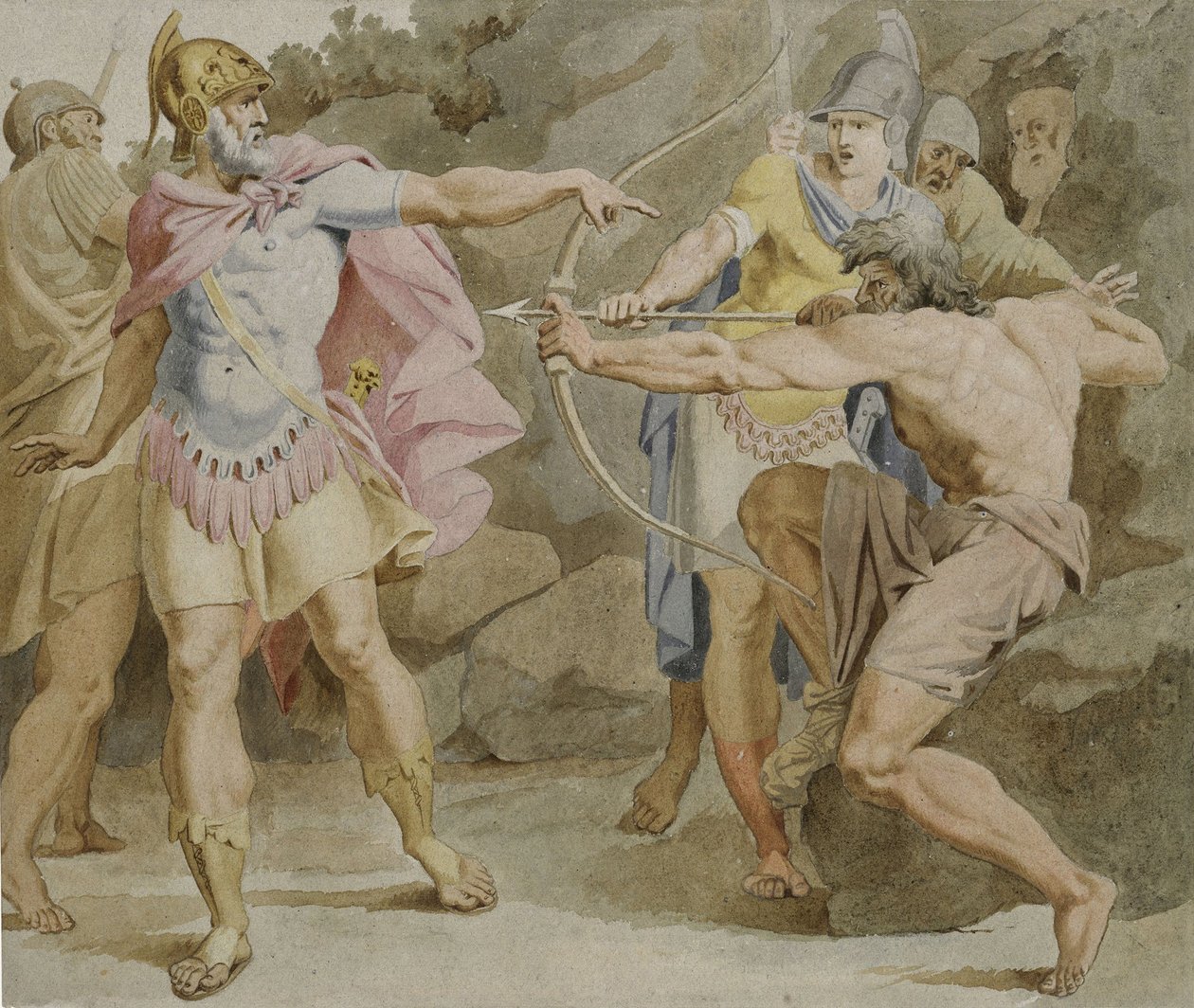 Philoktetes sigter mod Herkules bue mod Odysseus af Asmus Jakob Carstens