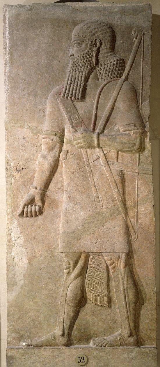 Relief af en assyrisk kriger, fra Palace of Sargon II i Khorsabad, Irak af Assyrian