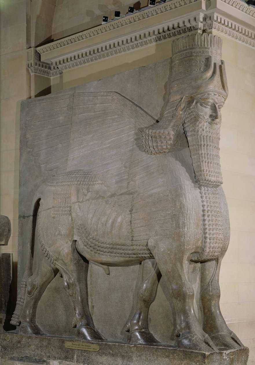 Bevinget tyr fra facaden af kong Sargon II