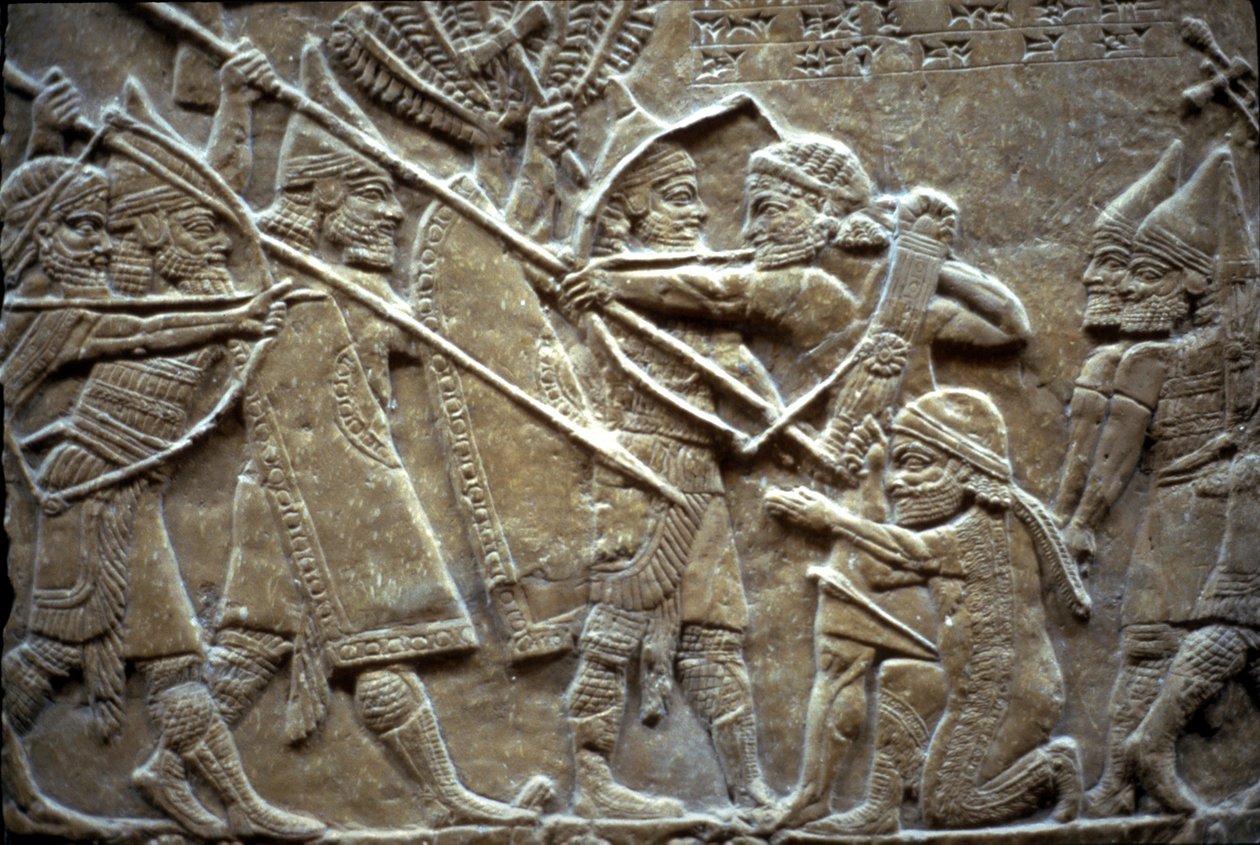 Ashurbanipal ved slaget ved Til-Tuba, 650-620 f.Kr af Assyrian