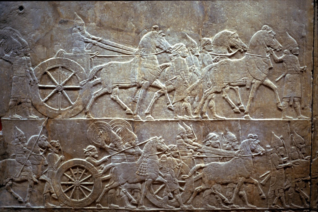 Ashurbanipal ved slaget ved Til-Tuba, 650-620 f.Kr af Assyrian
