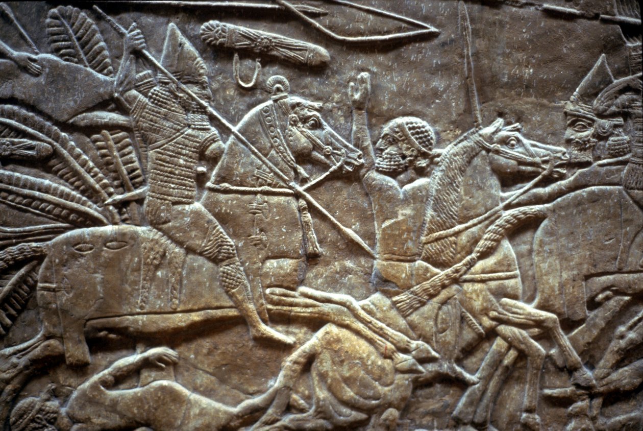 Ashurbanipal ved slaget ved Til-Tuba, 650-620 f.Kr af Assyrian