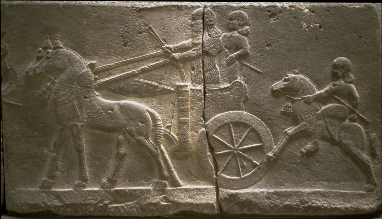 Vogn og kavalerist, 8. århundrede. f.Kr af Assyrian