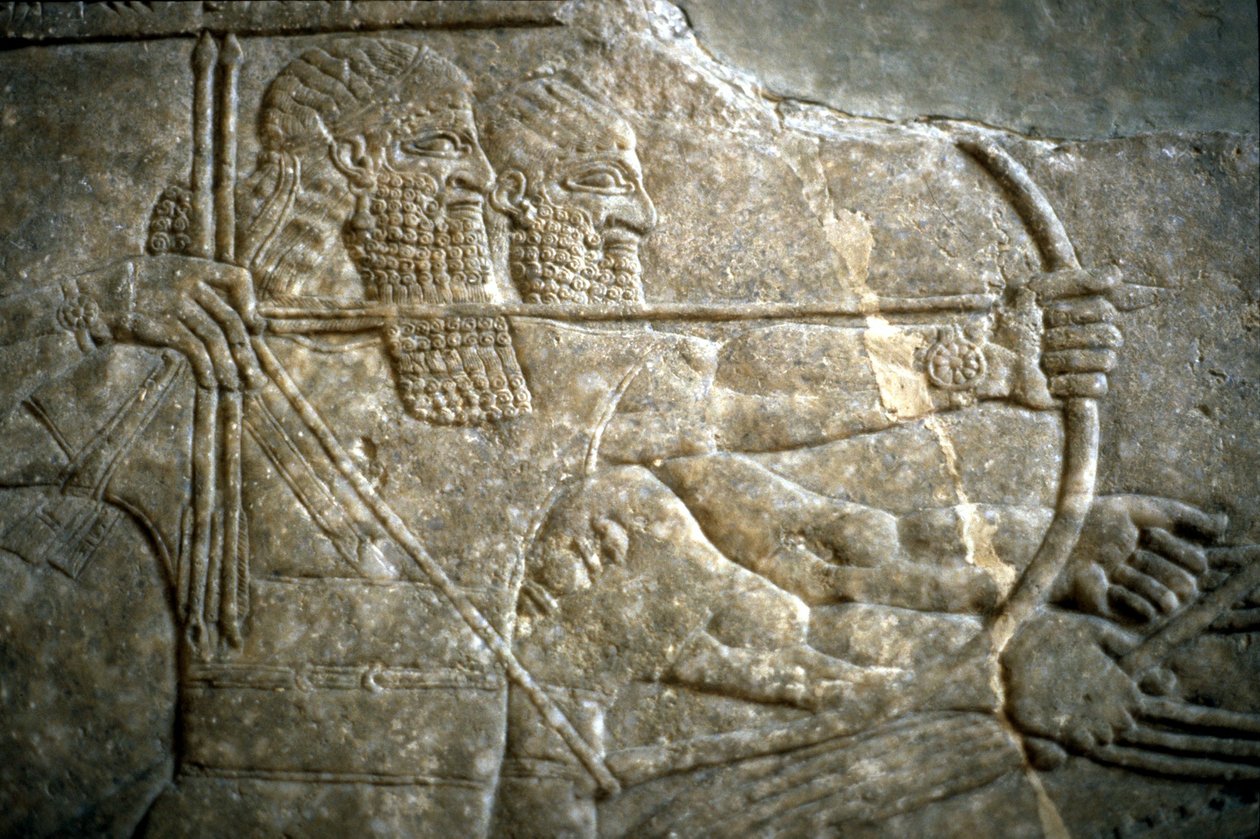 Kong Ashurnasirpal II under en kongelig løvejagt, 650-620 f.Kr af Assyrian