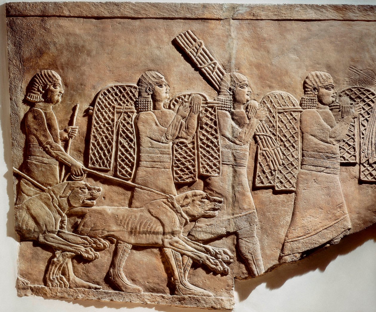 Scene med Ashurbanipal jagt, fra kongelige paladser i Nineve, ca. 645 f.Kr. (stenbasrelief) af Assyrian