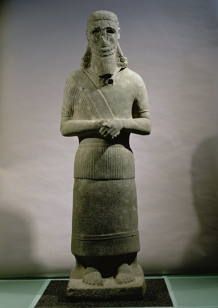 Statue dedikeret til guden Haddad-Yishi (basalt) (for detaljer se 110889) af Assyrian