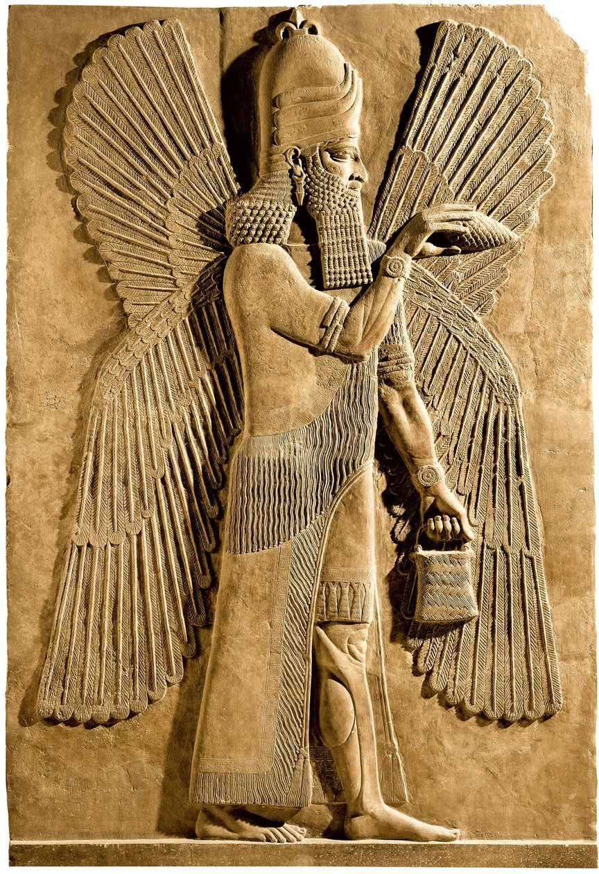 Bevinget ånd. Detalje af et relief fra den assyriske kong Sargon II