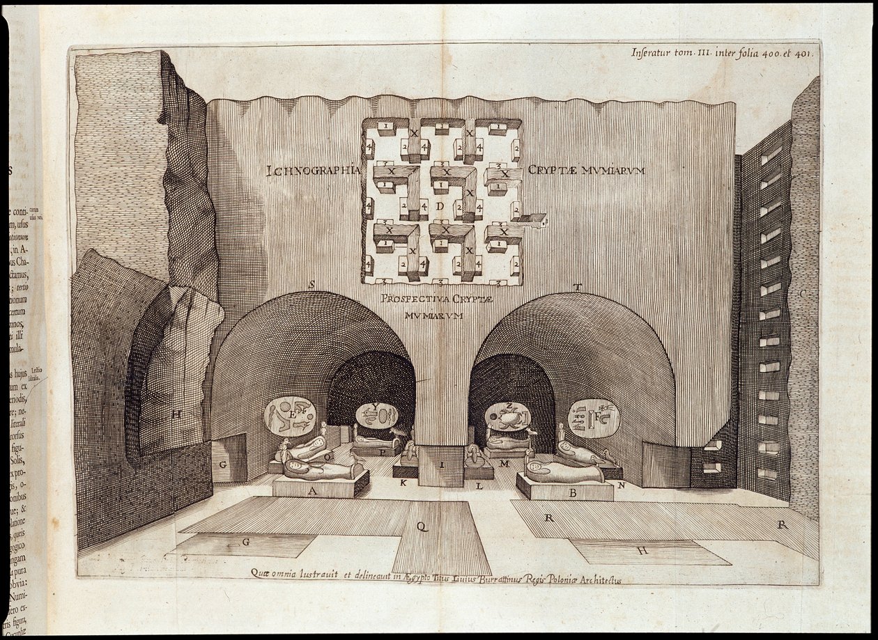 Interiør af en pyramide - i "" Sphynx mystagoga"" af Athanase Kircher af Athanasius Kircher