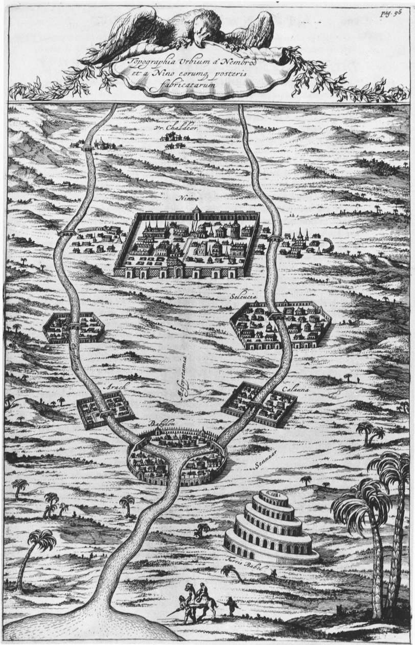 Mesopotamien, tigeren og Eufrat - i "" Tirris Babel"", af Athanasie Kirecheri S.J., Amsterdam af Athanasius Kircher