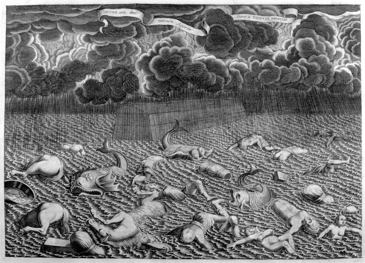 Syndflodens scene, 1675 af Athanasius Kircher