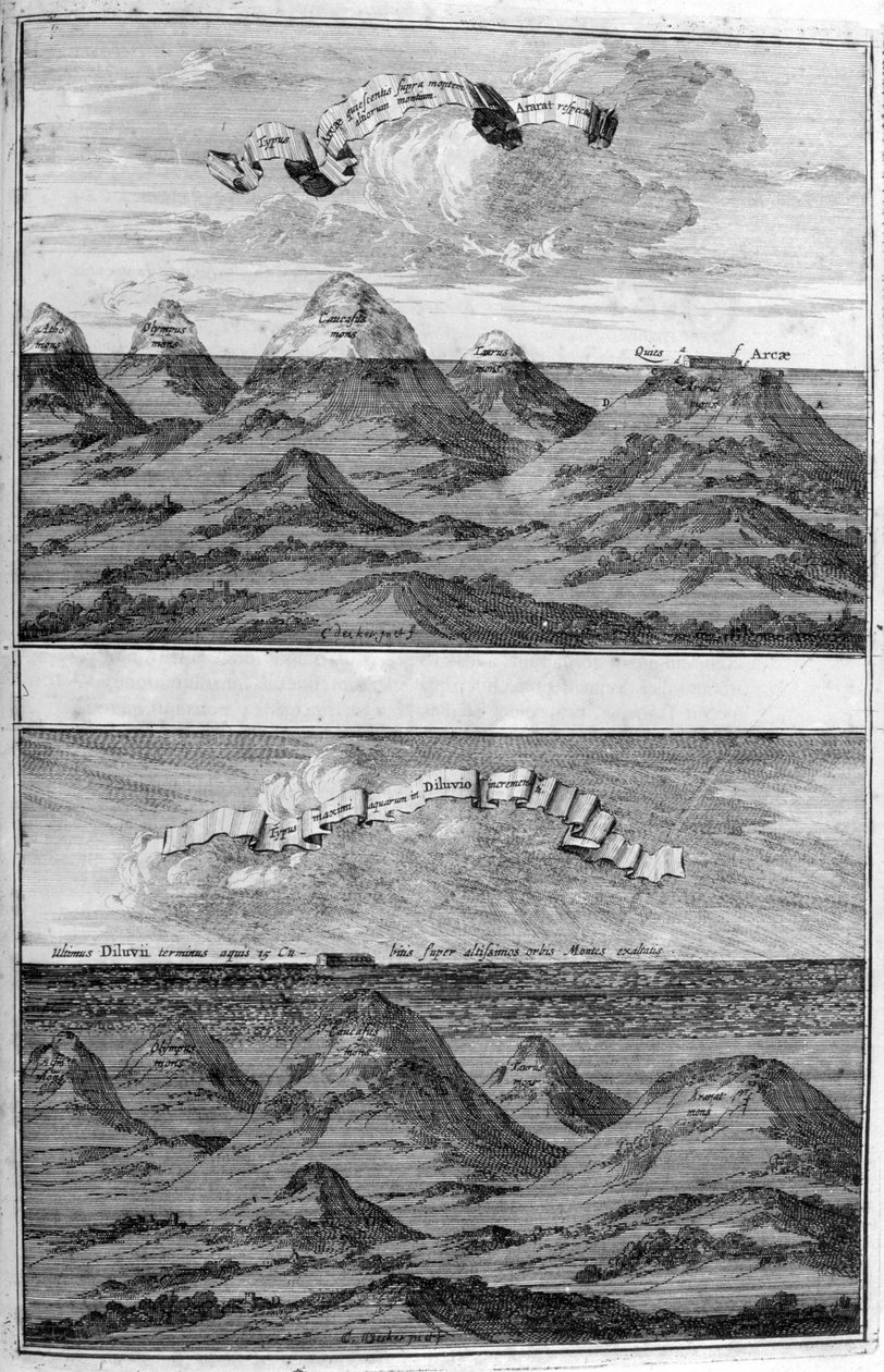 Den store oversvømmelse fra Arca Noe af Athanasius Kircher