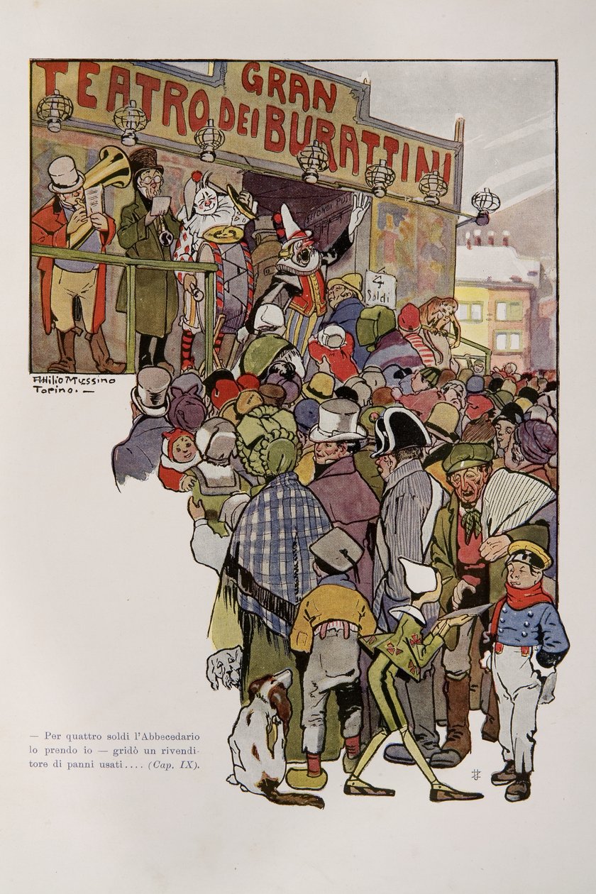 Illustration fra Pinocchio af Attilio Mussino
