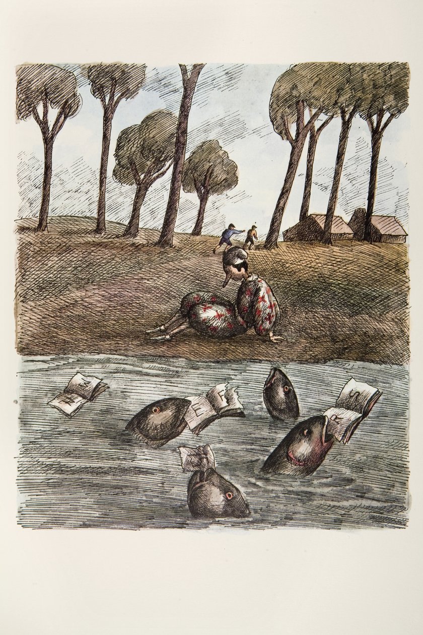 Illustration fra "Pinocchio" af Carlo Collodi af Attilio Mussino