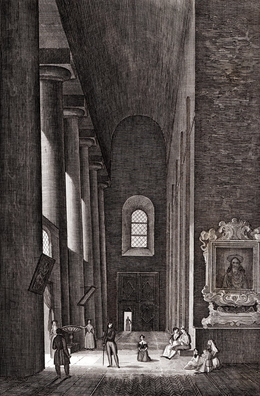 Sidegang til katedralen Nativita di Maria Santissima i Syracusa, Sicilien, Italien, kobberstik, ca. 19x29 cm af Attilio Zuccagni Orlandini