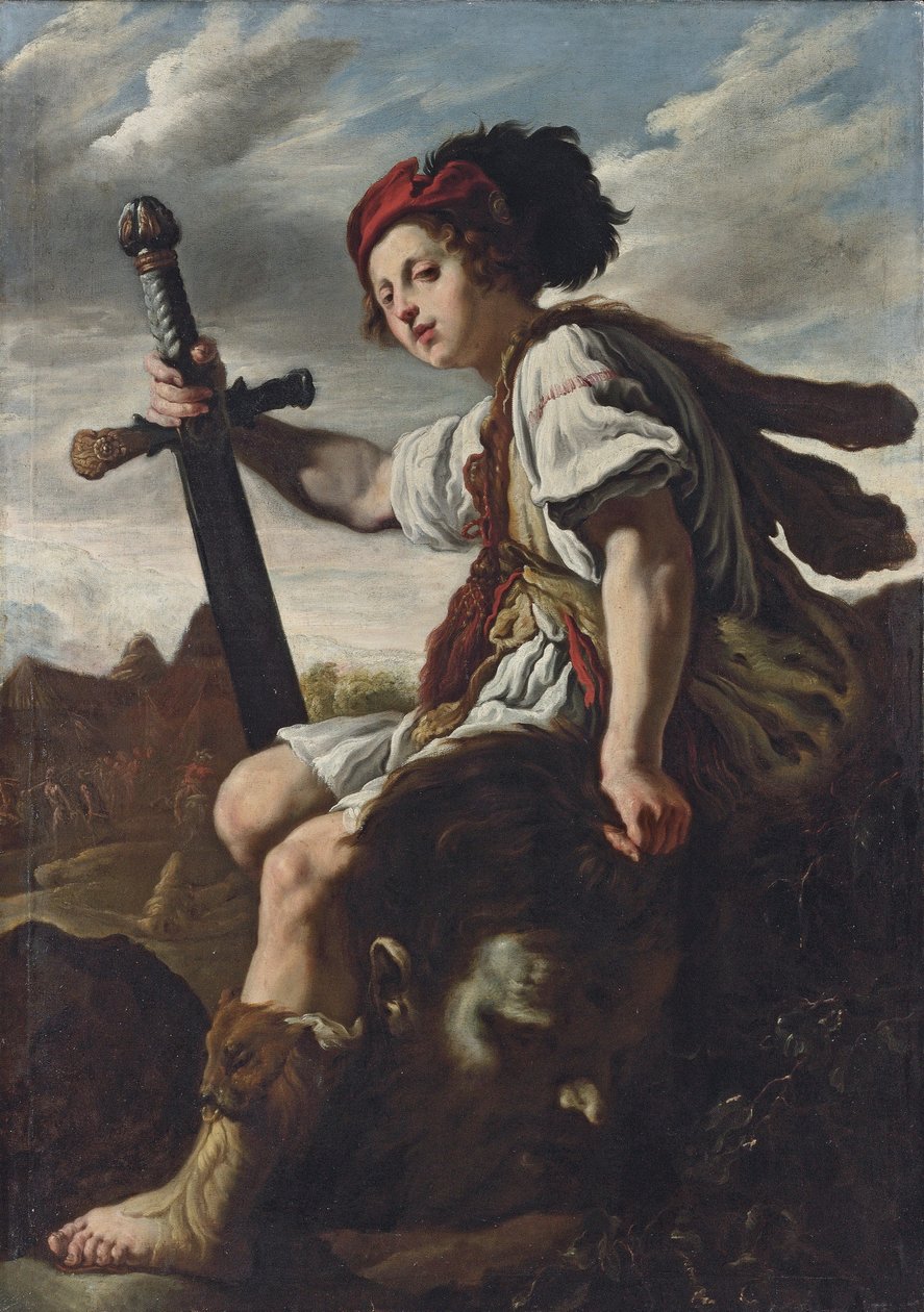 David med chefen for Goliat af Attributed to Domenico Fetti