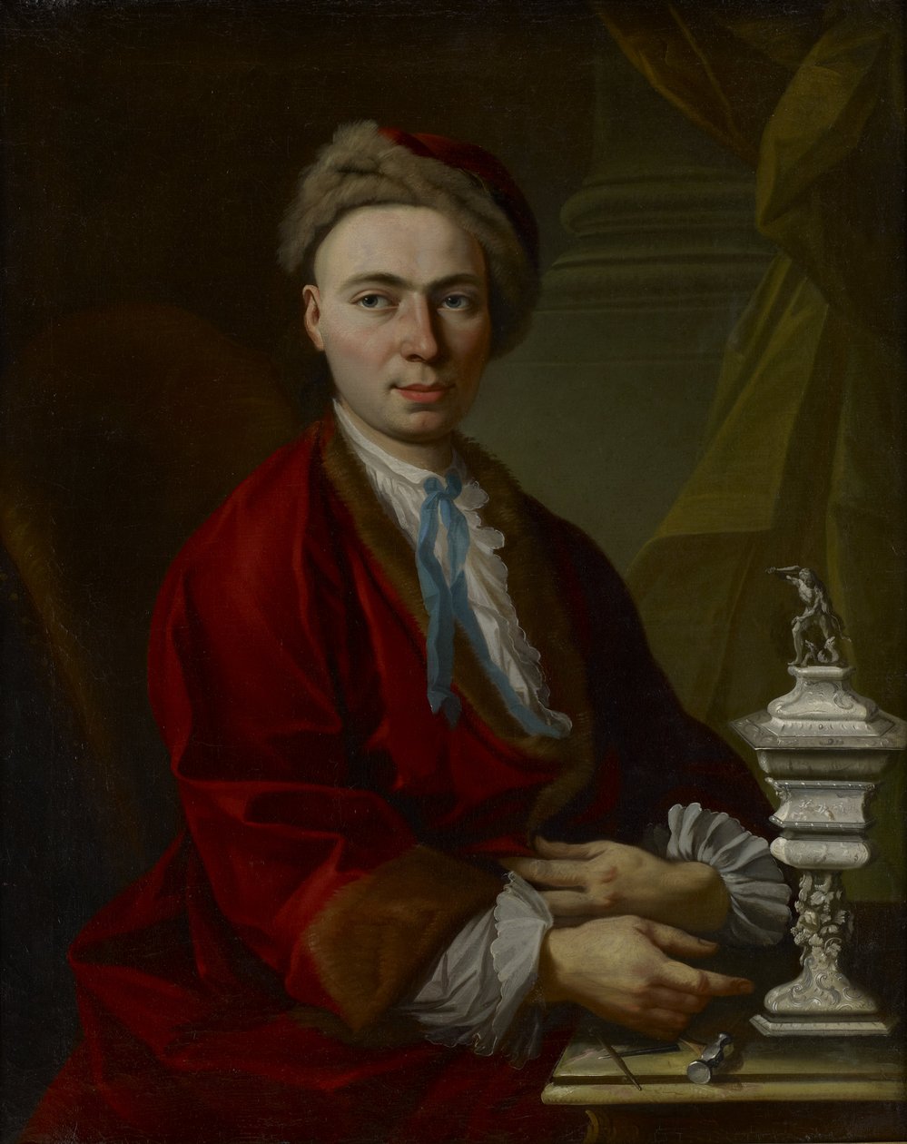 Portræt af sølvsmed Johann Friedrich Baer af Johann Daniel Heimlich