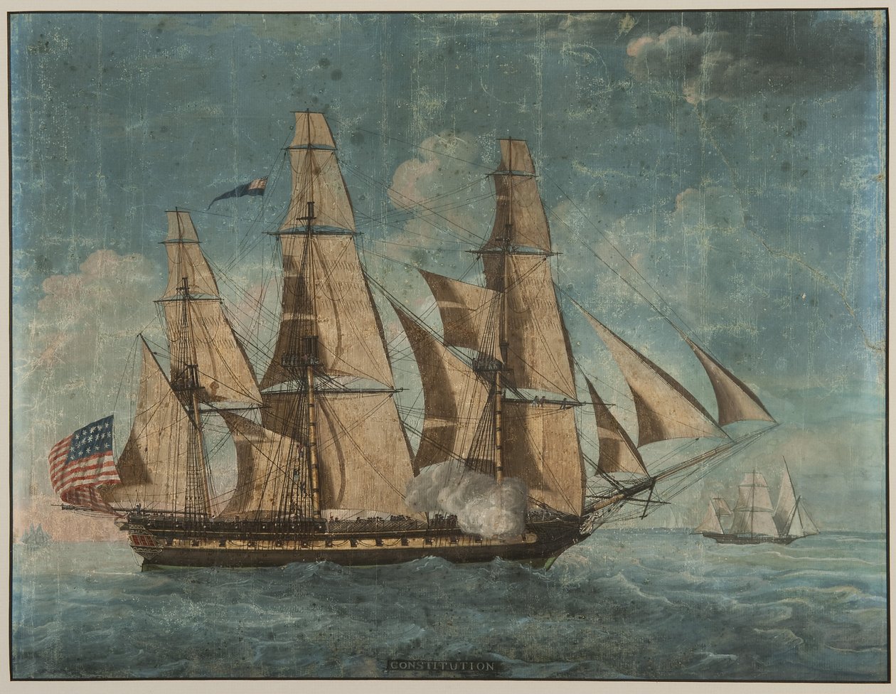 Den tidligste kendte skildring af USS Constitution af Michele Felice Corne