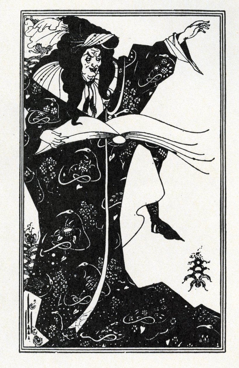 Design til et frontispice til "Virgilius the Sorcerer" (pen og blæk) af Aubrey Beardsley