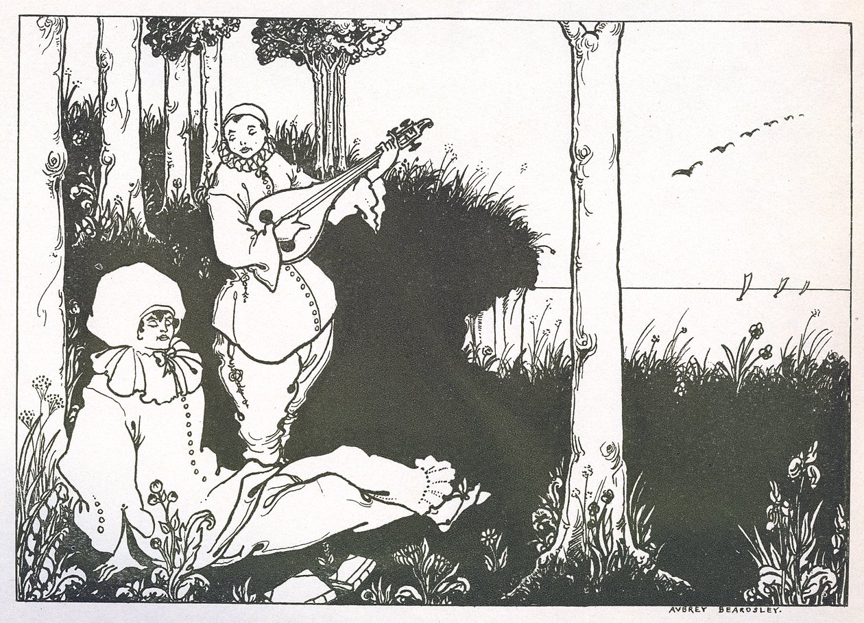 Tegning til forside til "Pierrot", 1896 af Aubrey Beardsley