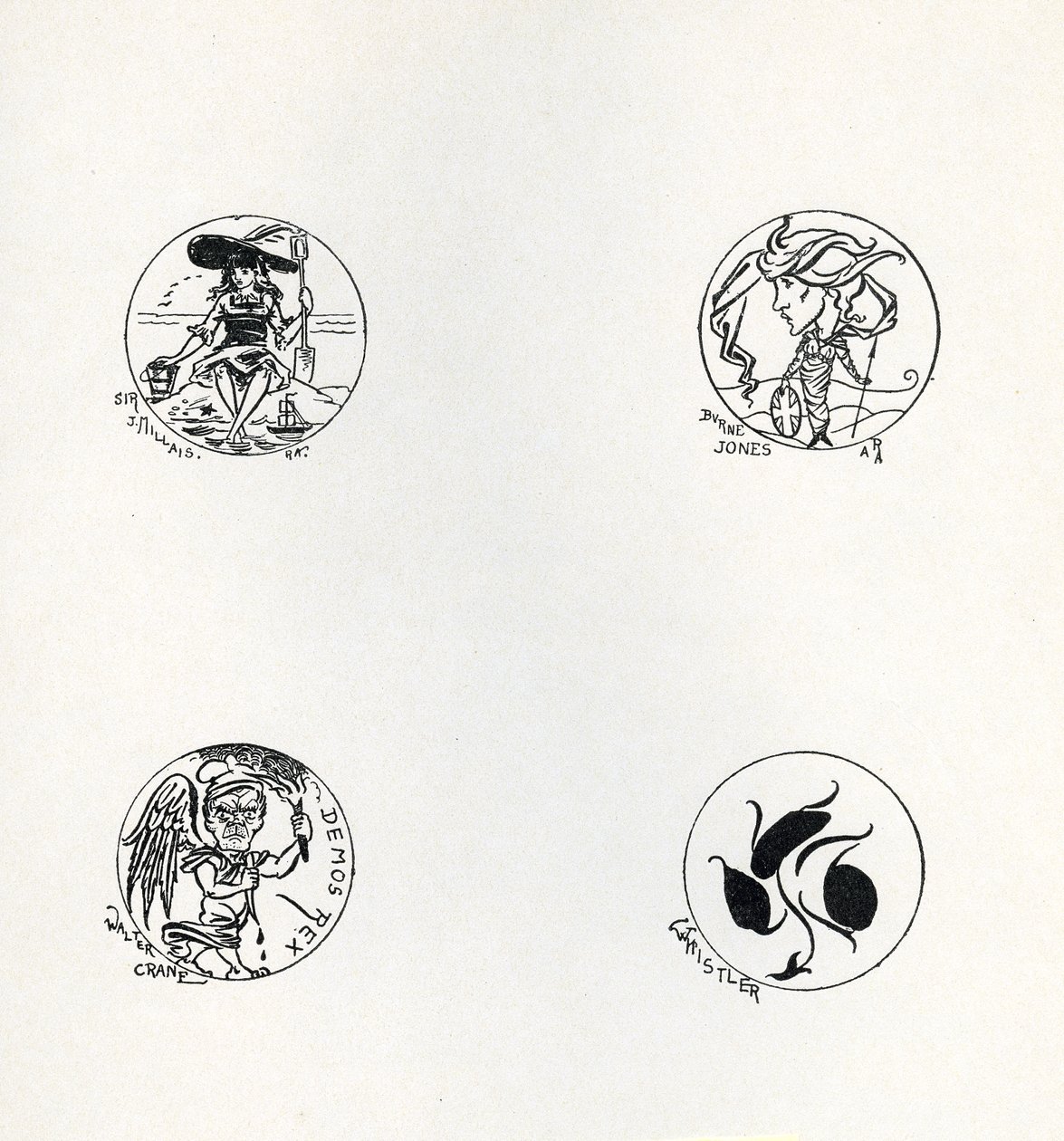 Fire designs til ny mønt, 1893 af Aubrey Beardsley