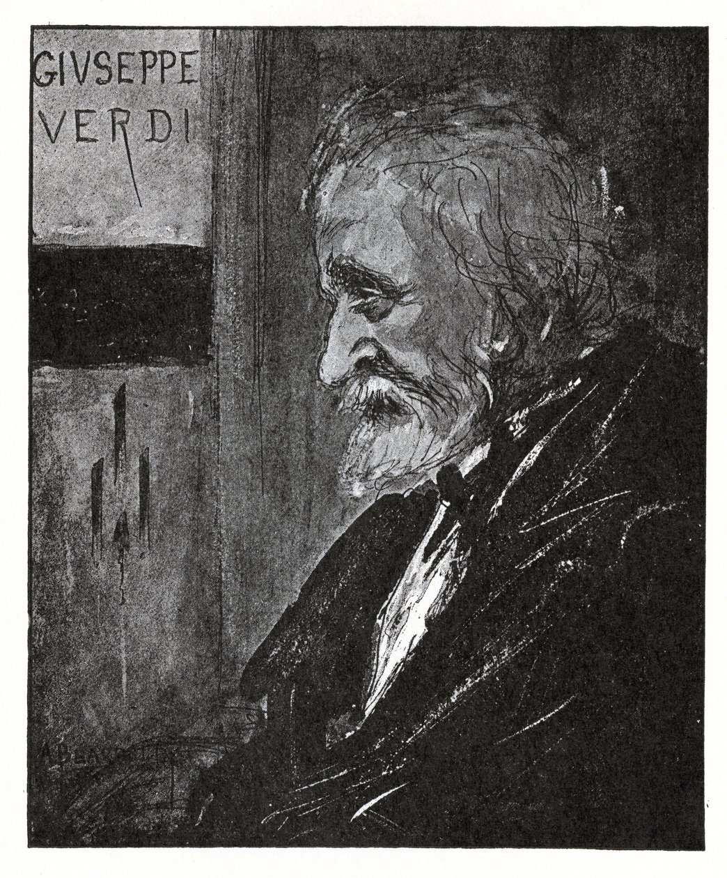 Giuseppe Verdi, 1893 (blæk og vask) af Aubrey Beardsley