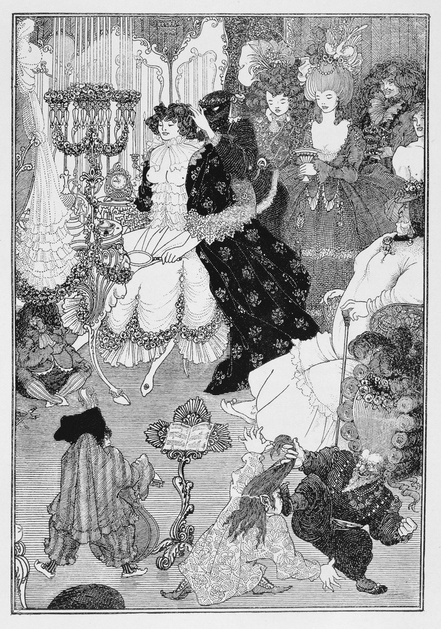 Illustration, sandsynligvis fra The Battle of the Beaux and the Belles, c.1896 af Aubrey Beardsley