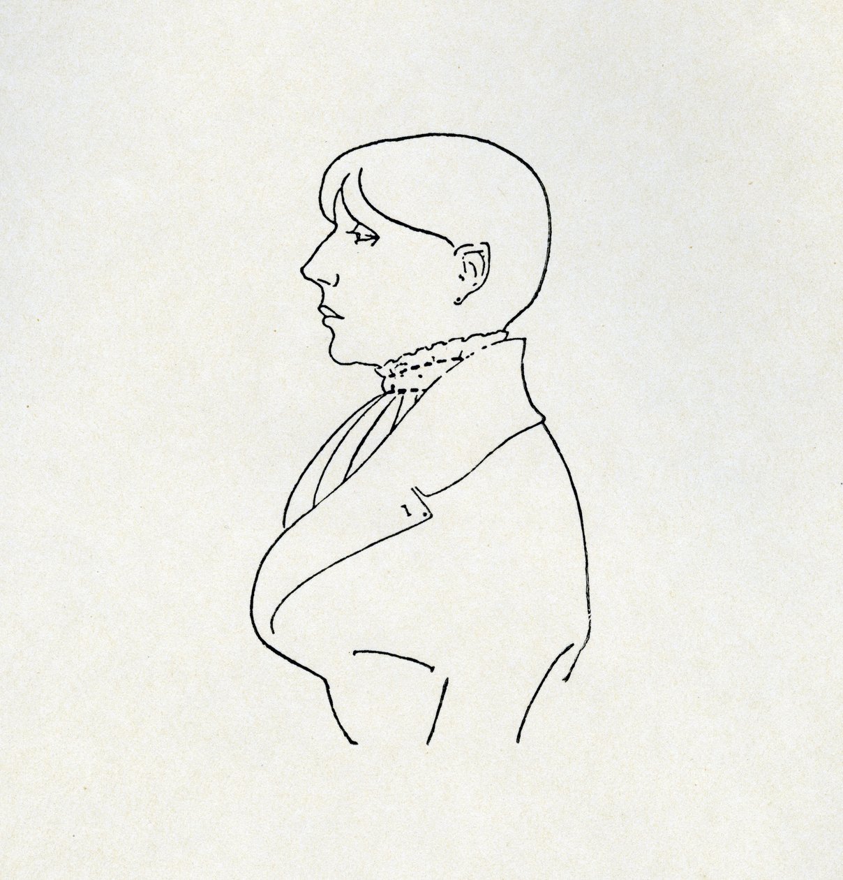 Portræt af kunstneren i omrids (pen og blæk) af Aubrey Beardsley